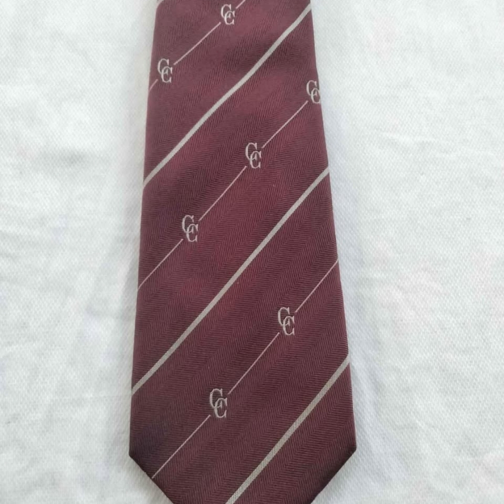 Concord Collection CC Burgundy Geometric Pattern 100% Silk Men's Necktie Italy